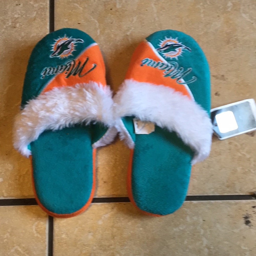 Miami dolphin slippers team colors